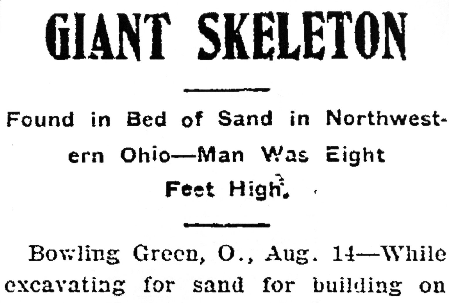 giant human skeleton uncovered in Ohio