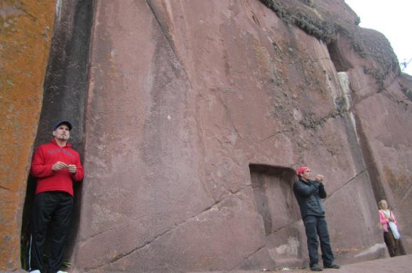 Quadcopter Drone Flying Over The Ancient "Devil's Doorway In Peru 